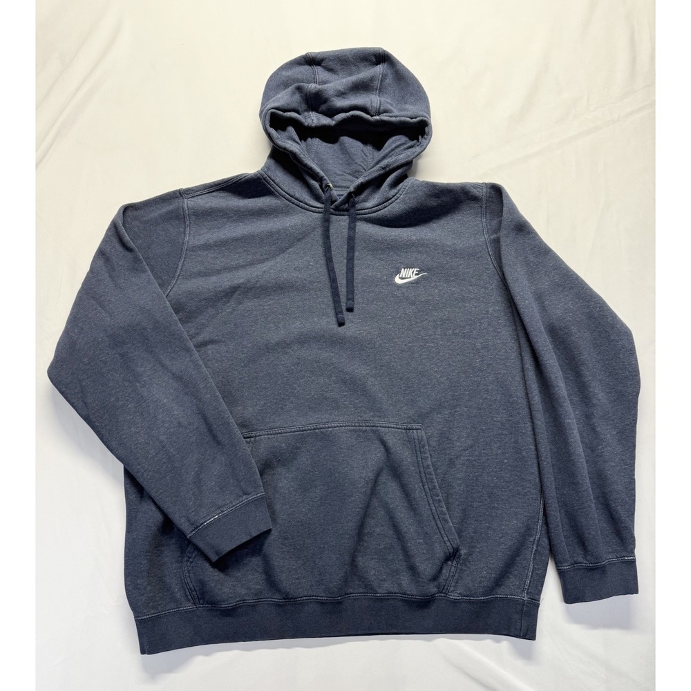 Nike Hoodie Sweatshirt XL Blue Pullover Fleece Logo Embroidered Swoosh